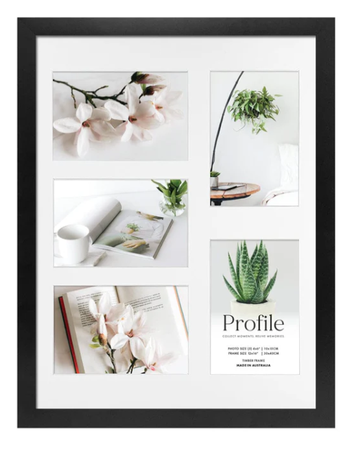 Decorator Black Gallery 12x16 Photo Frame with 5 4x6 openings