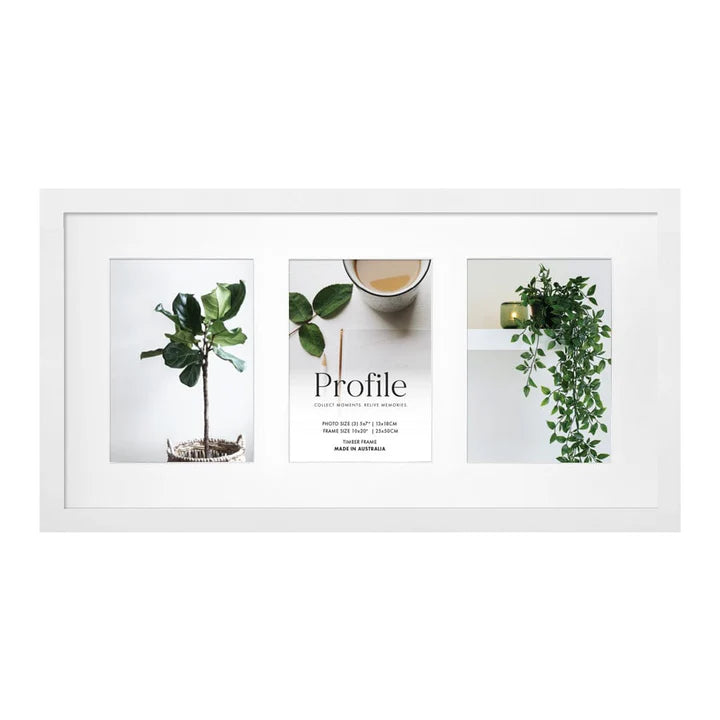 Elegant Matt Gallery Photo White Frame 3 x Photo openings