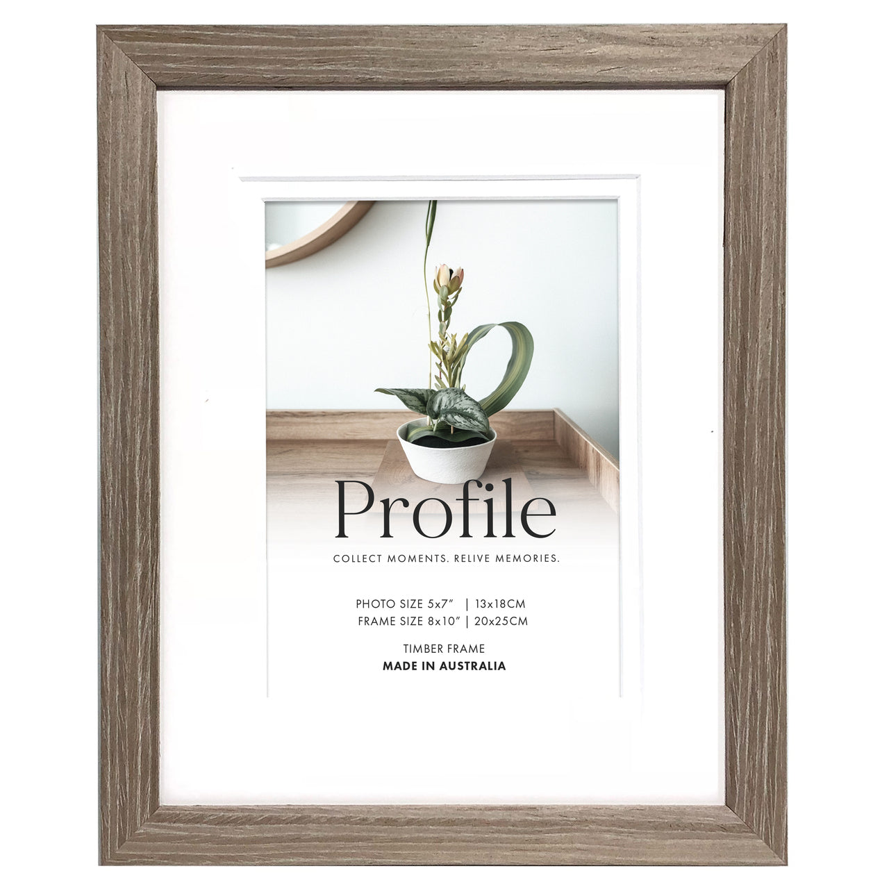 Deluxe Stone Ash 10x12 Photo Frame with 6x8 opening