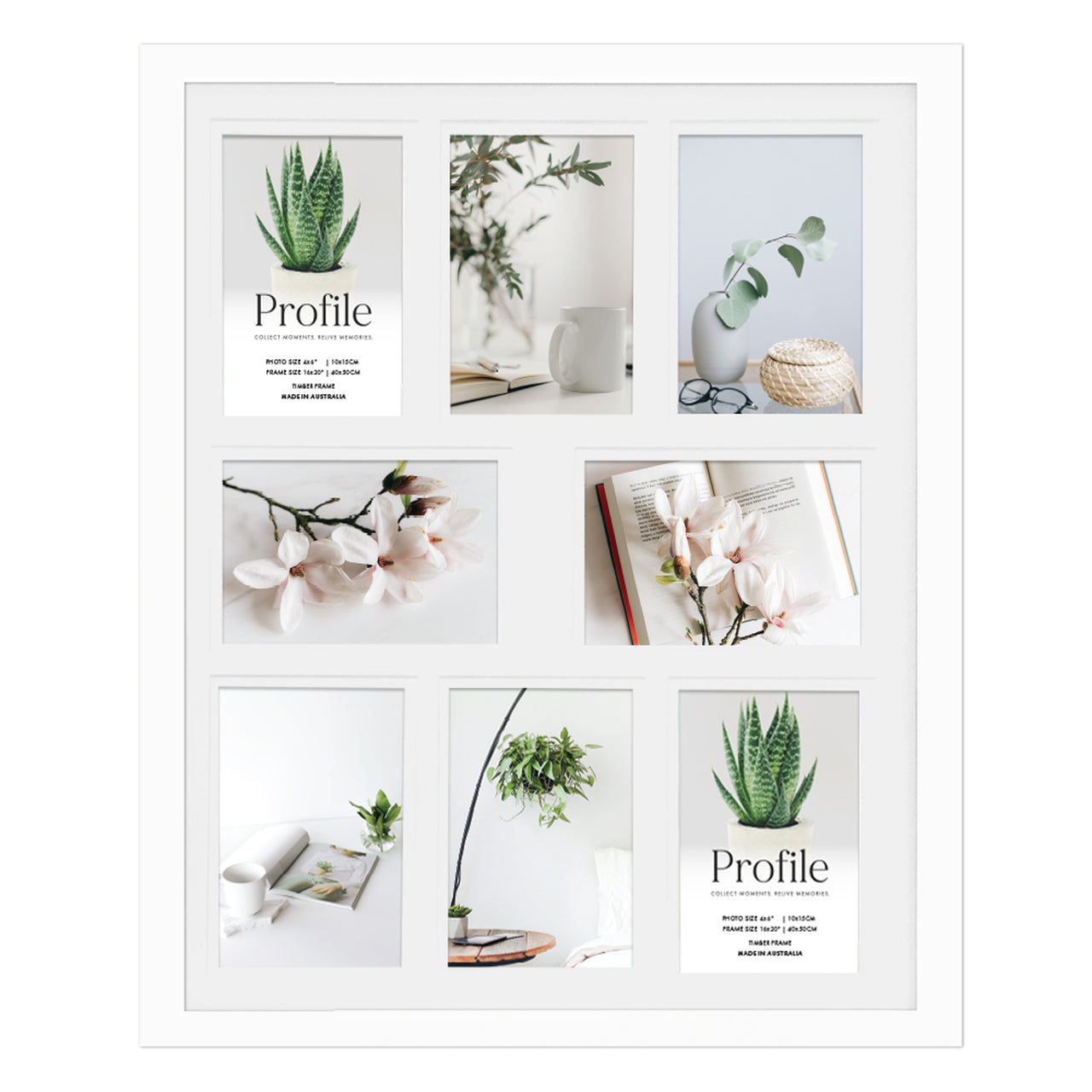 Decorator White Gallery 16x20 Photo Frame with 8 4x6 openings