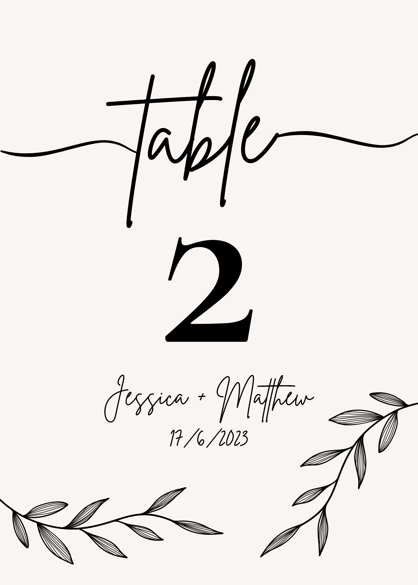 Wedding Table Numbers on Metal Print