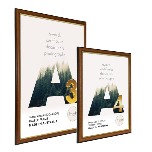 Walnut Gold A3 Certificate Frame