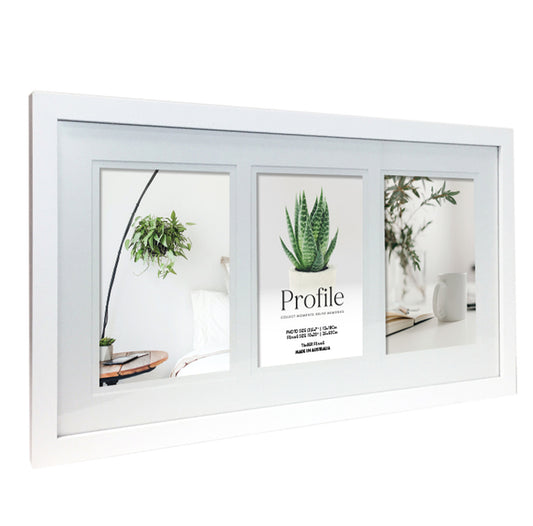 Decorator White Gallery 8x16 Photo Frame with 3 4x6 openings