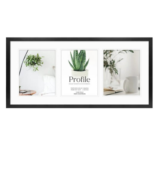 Decorator Black Gallery Collage Photo Frame 12x24 Photo Frame with 3 6x8 openings