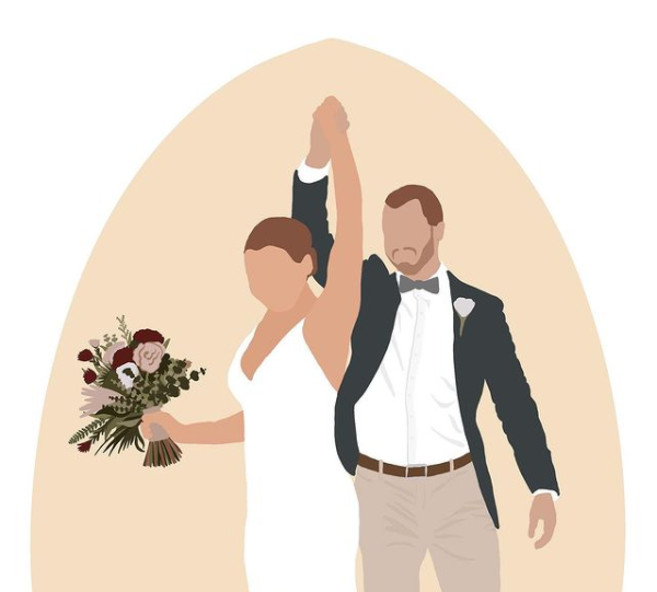 Wedding Couple Custom Hand-Drawn Illustration